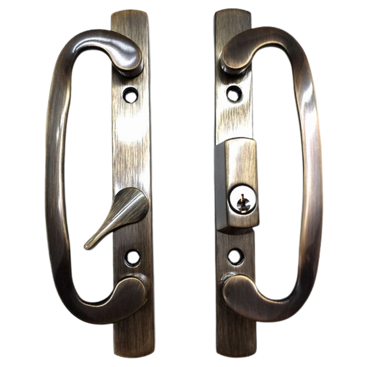 Sliding Door Handle Set, Sash Controls 2265, Keyed Lock, Mortise Type, Fits 3-15/16" Screw Holes, Offset Latch - Garage and Sliding Door Hardware